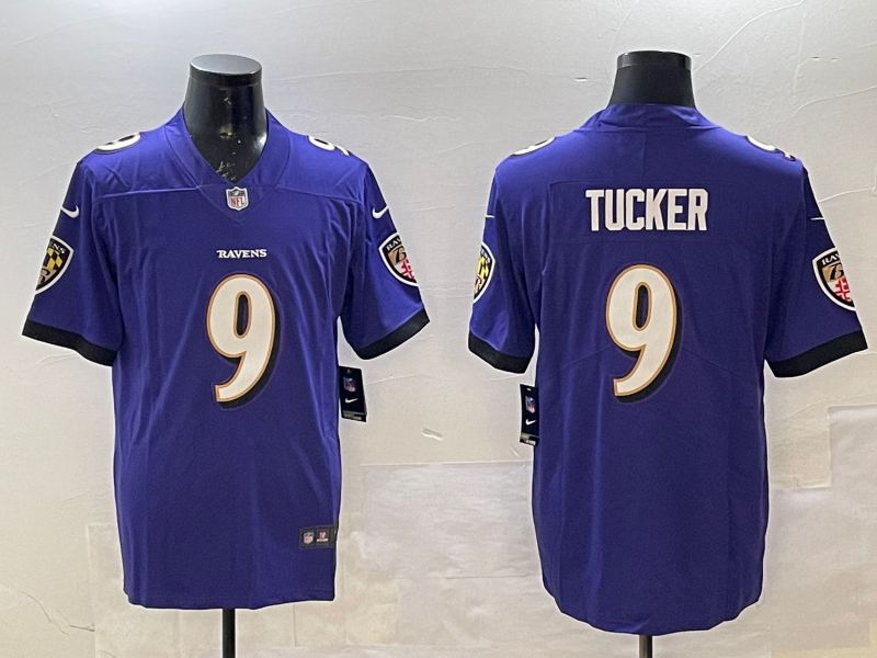 Men Baltimore Ravens #9 Tucker Purple Second generation 2024 Nike Limited NFL Jersey style 1->los angeles lakers->NBA Jersey